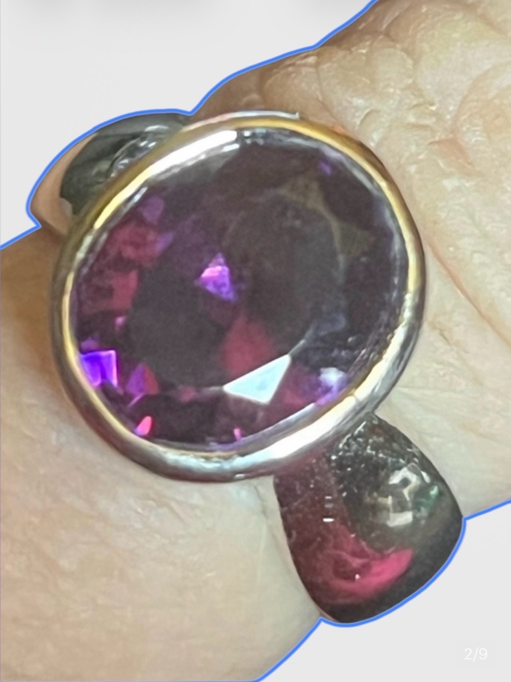 ATI Sterling Silver Amethyst Solitaire Ring size 7